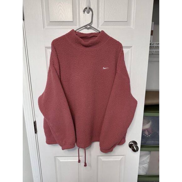 Nike Tops - Nike Dusty Pink Crop Therma-Fit Fleece Pullover with Pockets XXL